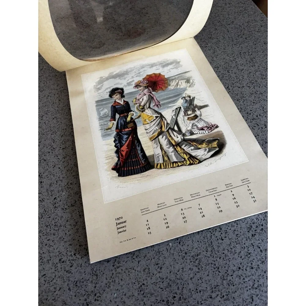 Vintage 1970 West Germany World Of Fashion Adolf Korsch 19th Century Calendar